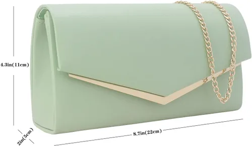 Vista 2 de Bolso de noche para mujer, de cuero vegano, bolso de mano clásico elegante