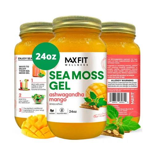Vista 24 de Gel de musgo marino crudo (12 sabores) de 24 onzas, gel de musgo marino dorado silvestre de Santa Lucía 92 vitaminas y minerales puro crudo +