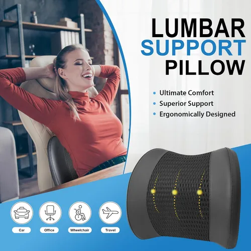 Vista 2 de Lofty Aim Cojín de apoyo lumbar de espuma viscoelástica que alivia el dolor de espalda baja, silla de automóvil, silla de oficina y almohada