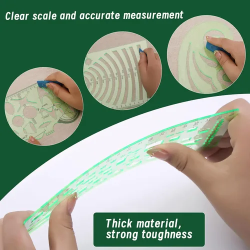 Vista 5 de 18 plantillas de dibujos geométricos, plantillas de dibujo, herramientas de dibujo, plantillas para dibujar, plantilla de dibujo con una bolsa