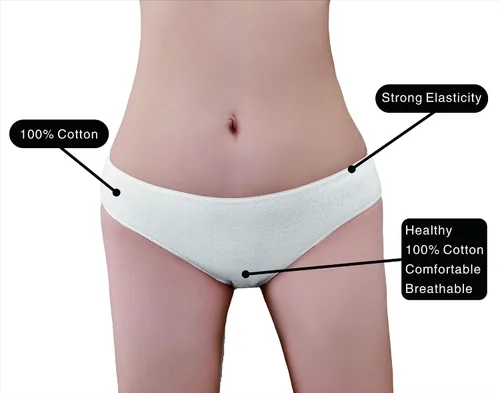 Vista 4 de Paquete de 15 bragas desechables para mujer, 100 % algodón de baja altura