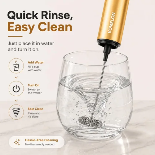 Vista 6 de Espumador de leche recargable con soporte, fabricante de espuma de batidor eléctrico, potente mezclador de bebidas USB C de 2 velocidades para café