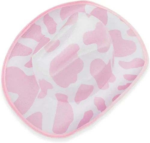 Vista 7 de Zodaca Sombreros de vaquero para mujeres y hombres, talla única, sombrero de vaquera con estampado de vaca rosa, espuma EVA suave y terciopelo