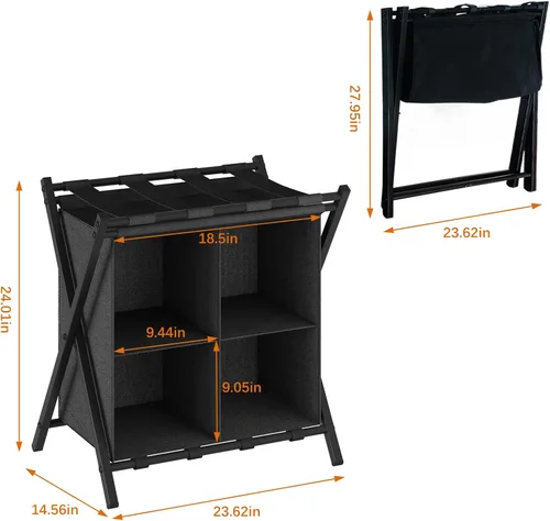 Vista 3 de aboxoo Portaequipajes con almacenamiento, soportes plegables para maleta para habitación de invitados, soporta hasta 120 libras, soportes