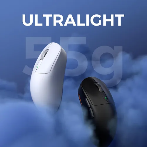 Vista 3 de Ratón inalámbrico para juegos ultraligero de 1.94 oz, sensor sin retraso 3395, 26K DPI, batería de 80 horas de duración, 6 botones programables