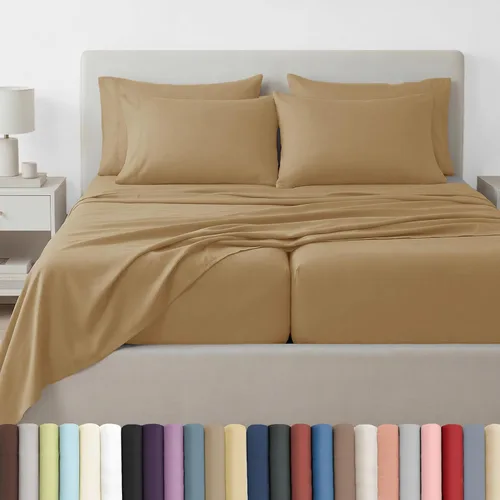 Vista 67 de Southshore Fine Living, Inc. Juego de sábanas de 4 piezas, 21 pulgadas de profundidad con sábana bajera, microfibra suave, sábana encimera de gran