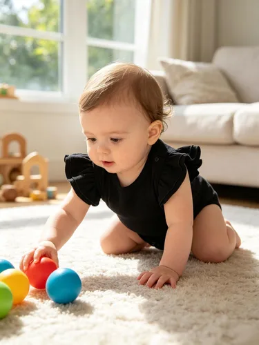 Vista 2 de Magic Park 0-24M Mameluco para bebé niña, traje de una pieza para bebé niña de color sólido, camiseta con volantes para niña, camiseta para bautizo