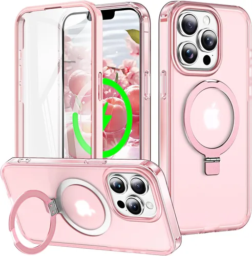 Vista 59 de Funda de cuerpo completo a prueba de golpes para iPhone 13 Pro con soporte magnético invisible [compatible con MagSafe] protector de pantalla