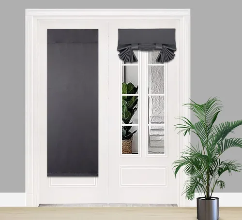 Vista 21 de PI Cortina Opaca para Puerta, Sombra de Privacidad que se Ata con Aislamiento Térmico, Cortina de Puerta Pequeña para Aula/Puerta Corredera/Puerta