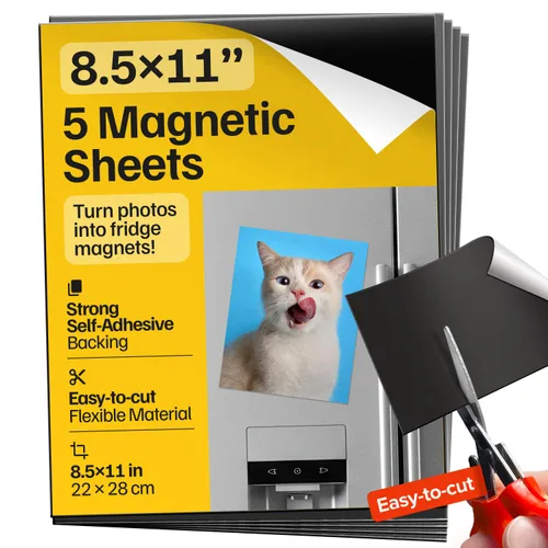 Vista 20 de Hojas magnéticas adhesivas autoadhesivas fuertes 4 piezas (22x28 cm/8.5x11") – Papel magnético personalizable para fotos, imanes adhesivos