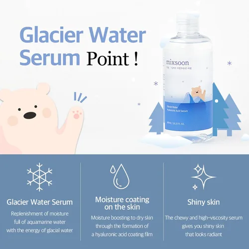 Vista 3 de Mixsoon Suero de Ácido Hialurónico de Agua Glaciar - Hidratación Profunda y Enfriamiento para la Cara, Potenciador de Hidratación, Textura
