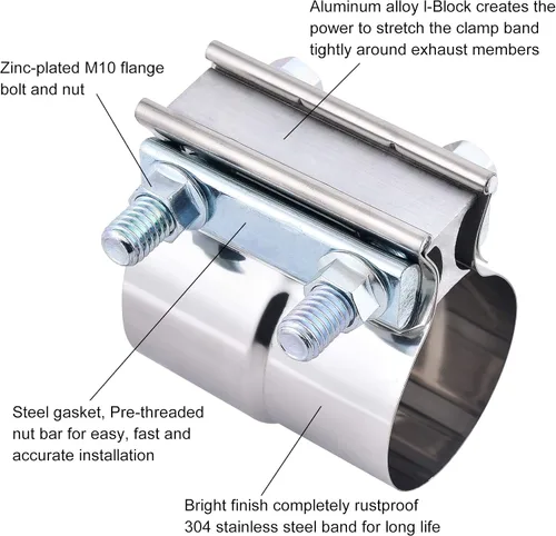 Vista 3 de Abrazadera de acero inoxidable para la banda de escape con 1 bloque