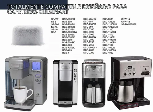Vista 4 de Filtros de agua de carbón de repuesto prémium para máquinas de café Cuisinart (12)