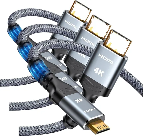 Vista 13 de Highwings - Cable mini HDMI a HDMI de 1 pie, alta velocidad 4K60Hz Gris