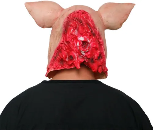 Vista 4 de Gmasking Máscara de látex de cabeza de cerdo de carnicero de látex para fiesta de disfraces de Halloween