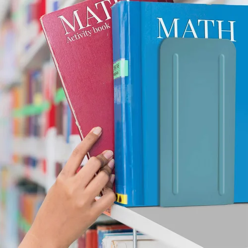 Vista 4 de Acrimet Sujetalibros para estantes, extremos de libros de metal de acero resistente, tapón antideslizante para libros, soporte para almacenamiento