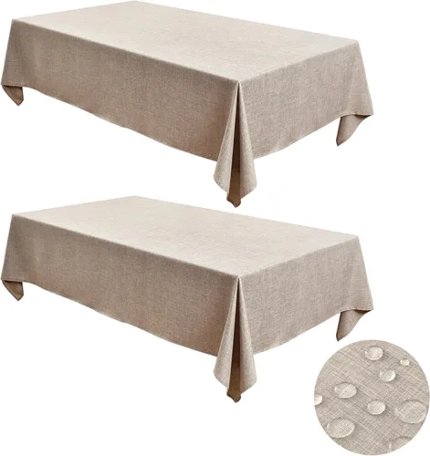 Vista 16 de Fitable - Manteles de lino sintético para mesas rectangulares: Mantel de granja resistente al agua y a las manchas, manteles de arpillera