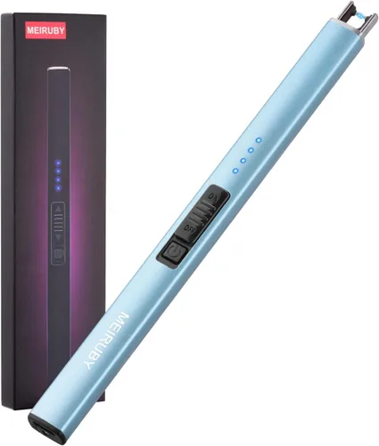 Vista 10 de MEIRUBY Encendedor eléctrico de velas largo electrónico, recargable por USB, arco, resistente al viento, encendedores sin llama para velas, camping