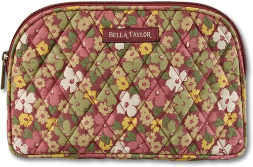Vista 19 de Bella Taylor Bolsa de maquillaje de algodón acolchada grande para mujeres, bolsa de cosméticos de viaje