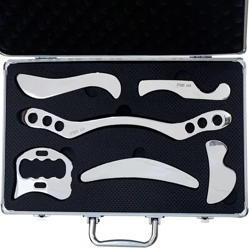 Vista 10 de AnTixei - Rascador muscular de acero inoxidable Gua Sha, juego de herramientas de masaje (7 piezas) - Juego de herramientas IASTM, gran herramienta