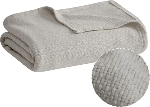 Vista 8 de Madison Park Freshspun Tejido de Cesta Luxury Manta de Algodón Azul 66x90" Tamaño Individual Tejido de Cesta Premium Suave y Acogedora 100% Algodón