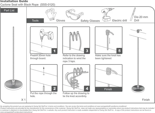Vista 3 de Swing Set Stuff Inc. Asiento ciclónico con cuerda, azul