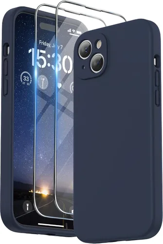 Vista 14 de SURPHY Funda diseñada para iPhone 15 Plus con protector de pantalla y cordón, correa de teléfono y funda de silicona líquida para teléfono