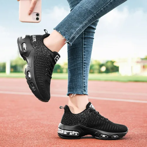 Vista 6 de GOOBON Tenis femeninas Air, zapatillas para tenis deportes entrenamiento gimnasio correr (tallas 5.5-10)