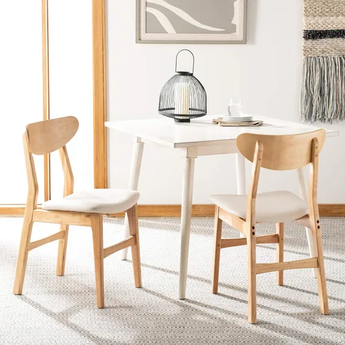 Vista 2 de Safavieh Home Lucca - Silla de comedor con cojín retro natural y blanco, juego de 2 natural / blanco