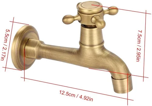 Vista 2 de Europeo montado en la pared vintage G1/2 "grifo de latón sólido solo cinta de agua fría para fregadero de cocina fregona piscina (L)