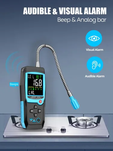 Vista 3 de Detector de gas natural con pantalla de concentración de gas que localiza la fuente de fugas de propano, gas natural y gas combustible para el hogar