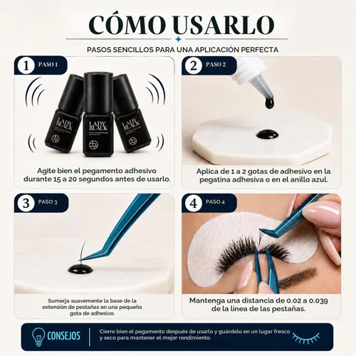 Vista 5 de Extensiones adhesivas de pestañas con pegamento negro Sky Lady 0.2 fl oz