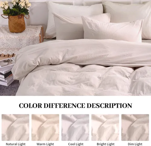 Vista 86 de NEXHOME PRO Funda de edredón Twin XL 100% algodón lavado, transpirable, duradera, texturizada, similar al lino, juego de ropa de cama para el hogar