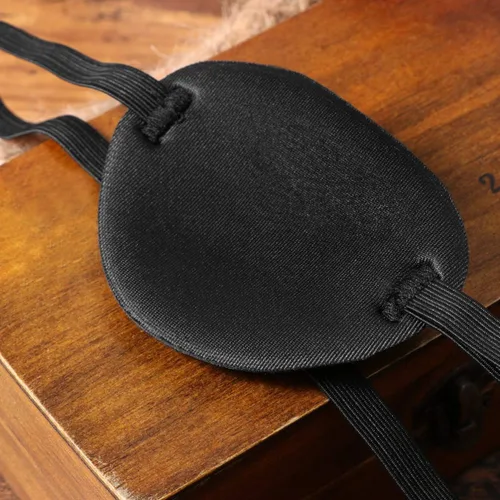 Vista 5 de CLISPEED Parche para ojos de pirata, 2 unidades, parches de calavera de un ojo negro, máscaras de ojos de capitán pirata de seda, para Halloween