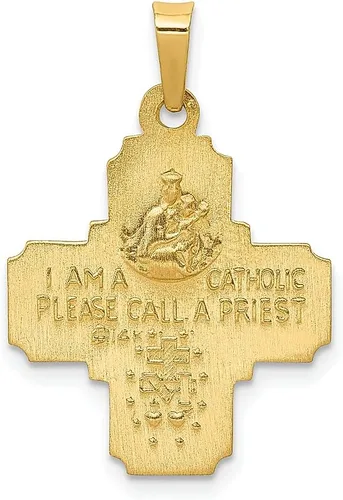 Vista 3 de ICE CARATS Collar con colgante de medalla de cuatro vías de oro amarillo de 14 quilates, joyería fina religiosa para mujer, regalos para ella