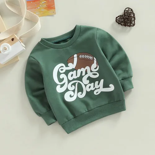 Vista 3 de Sudadera de manga larga con cuello redondo para el día del juego, ropa de otoño