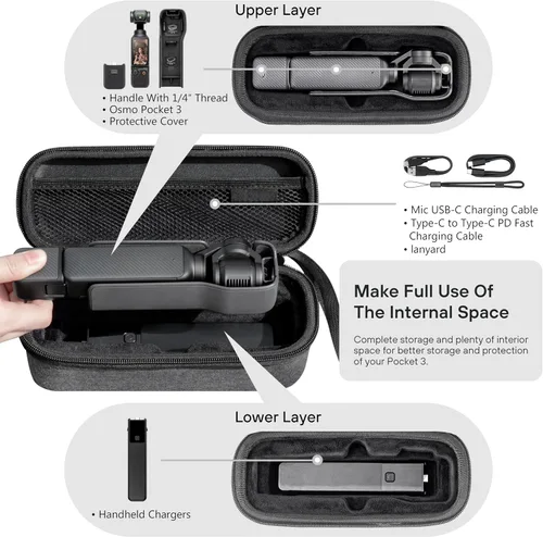 Vista 2 de STARTRC PHOTO Estuche de transporte de doble capa para DJI Osmo Pocket 3/para Xtra Muse, bolsa de almacenamiento dura portátil ligera con correa