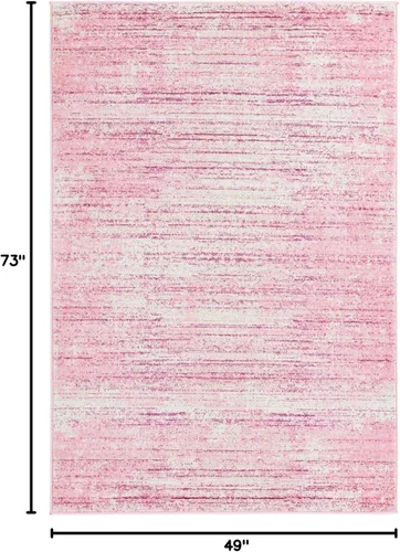 Vista 2 de Unique Loom Uptown Collection - Alfombra Madison Avenue (4 pies 1 pulgada x 6 pies 1 pulgada, rectangular, rosa/marfil)