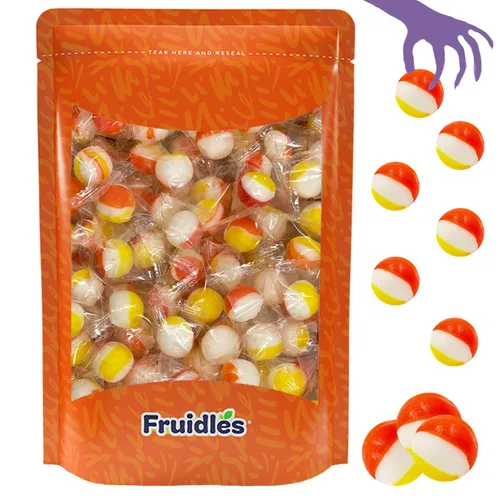 Vista 5 de Fruidles Paletas de maíz de Halloween, bolas y barriles, ideales para rellenos de bolsas de golosinas de fiesta de Halloween, envueltas