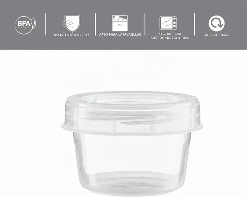 Vista 5 de ELEGANT DISPOSABLES Paquete de 10 recipientes transparentes con tapa giratoria de 4 onzas, con tapas roscadas en la parte superior
