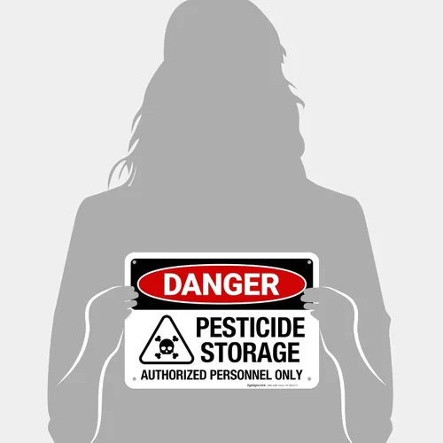 Vista 4 de Danger Pesticide Storage Authorized Personnel Only Sign, 10x7 Inches, Rust Free .040 Aluminum, Made in USA by Sigo Signs
