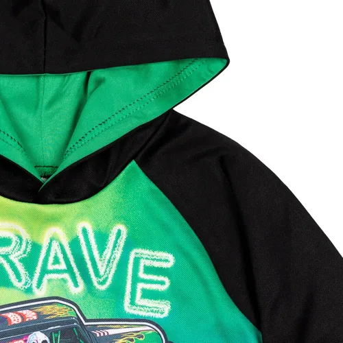 Vista 6 de Monster Jam Maximum Destruction El Toro Loco Grave Digger - Sudadera con capucha de forro polar para niños pequeños y grandes