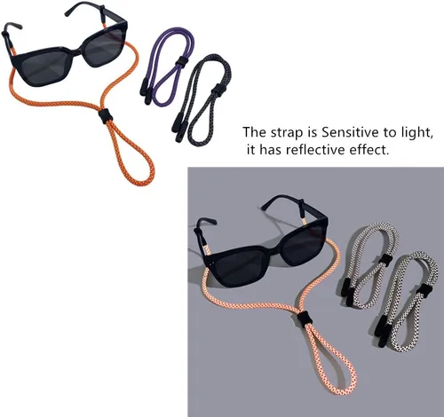 Vista 6 de Decker Eyewear Retainer Universal Fit Eyeglasses Lanyard 3PCS Reflective Glasses Strap One Size Fits Most Adjustable Sports Glasses Holder for Men