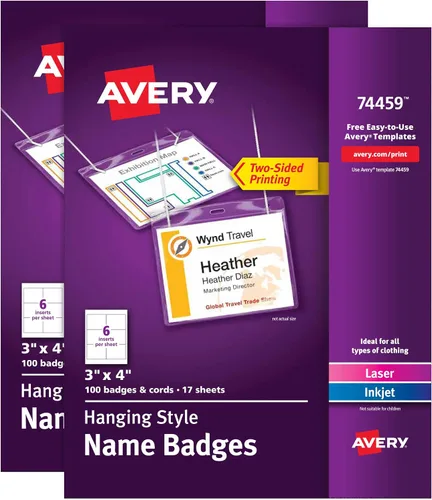 Vista 15 de Avery 74459 portacredenciales con cordones, caja de 100
