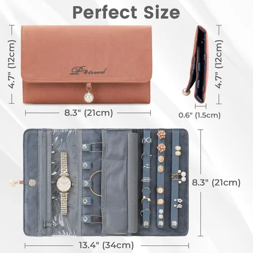 Vista 3 de MissBoy Jewelry Organizer Roll, Travel Jewelry Storage Case, Foldable Jewelry Holder Bag for Earrings, Necklaces, Rings, Bracelets, Brooches