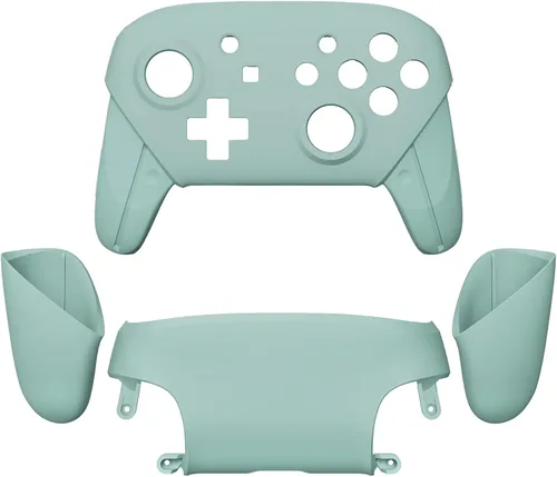 Vista 2 de eXtremeRate Light Cyan Faceplate Backplate Handles for Nintendo Switch Pro Controller, DIY Replacement Hand Grip Housing Shell Cover for Nintendo
