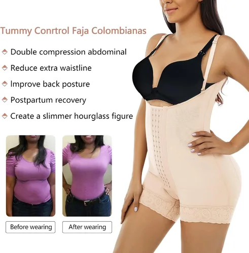 Vista 5 de SHAPERX Fajas de control de abdomen colombianas de alta compresión moldeadora de cuerpo para mujer, levantamiento de glúteos, adelgazador de muslos