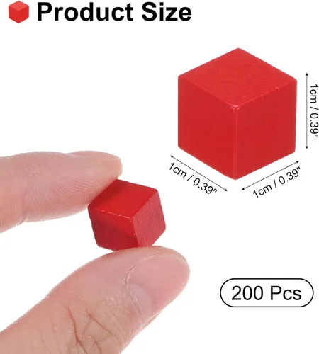Vista 2 de uxcell 200 bloques de madera para manualidades, cubo de madera sin terminar de 0.39 pulgadas (0.4 in), bloque cuadrado de madera maciza en blanco