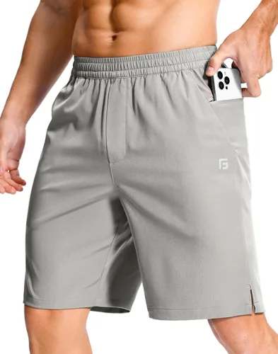 Vista 51 de GGJ Pantalones cortos deportivos ligeros para hombre con 2 bolsillos con cremallera de 7/5/9 pulgadas, pantalones cortos de tenis de secado rápido