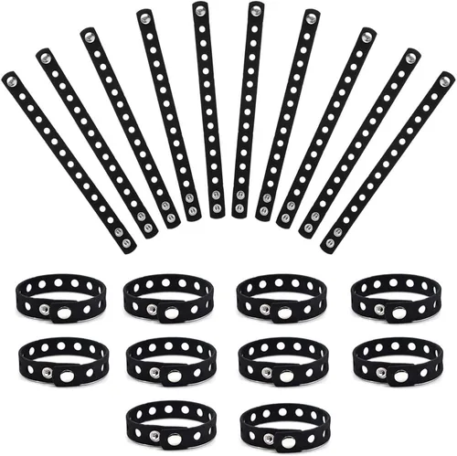 Vista 6 de Muka 20 pulseras de silicona para adultos, pulseras de goma ajustables, Talla única, Silicona 20-pack for adults, 8-1/4 inch circumference, 1/2
